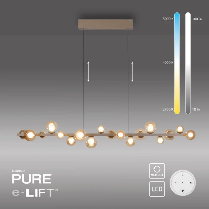 Piekaramā lampa PURE E-Popup 29/240/180 cm bronza