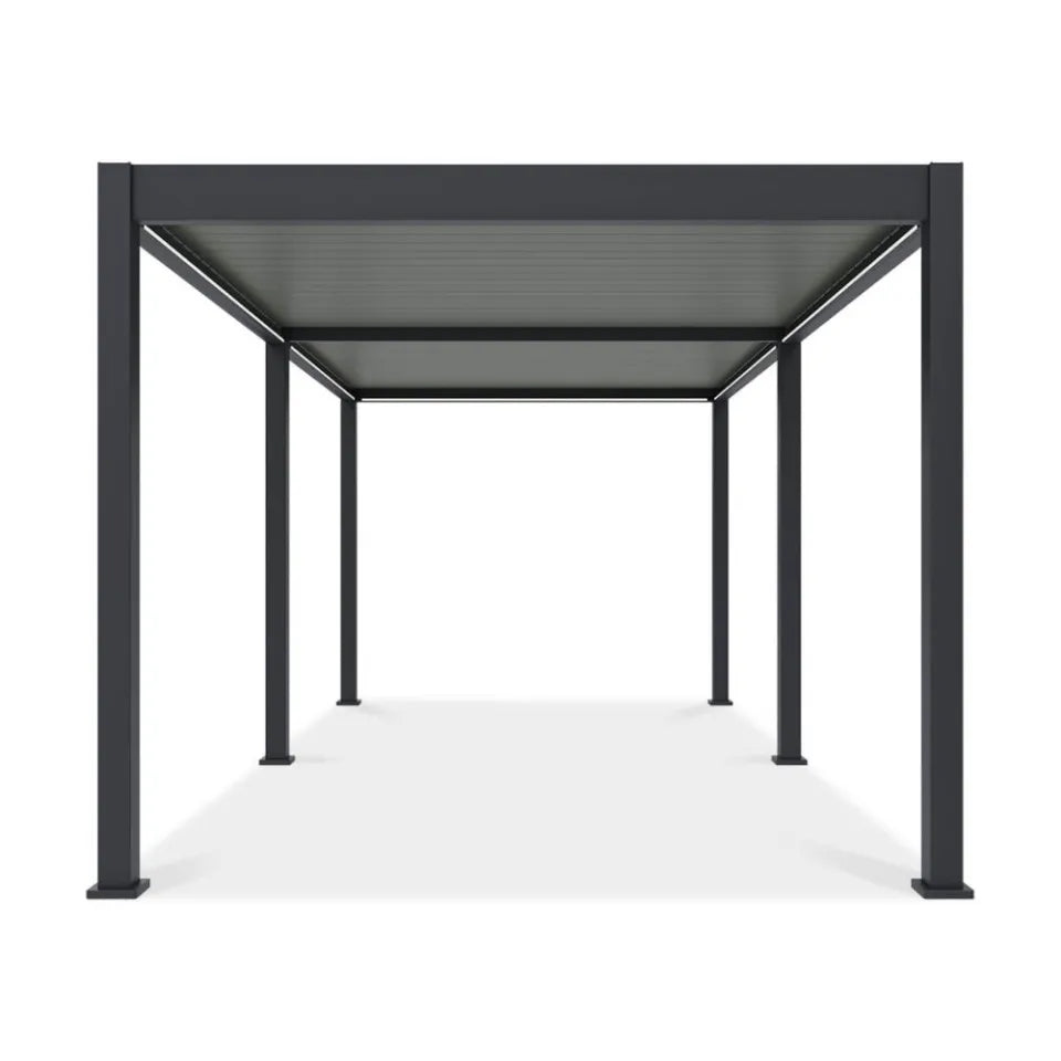 Bioklimatiskā terases pergola Elija AUTOMATIC 3x6 ar LED apgaismojumu 600/309/255 cm antracīts/gaiši pelēks - N1 Home