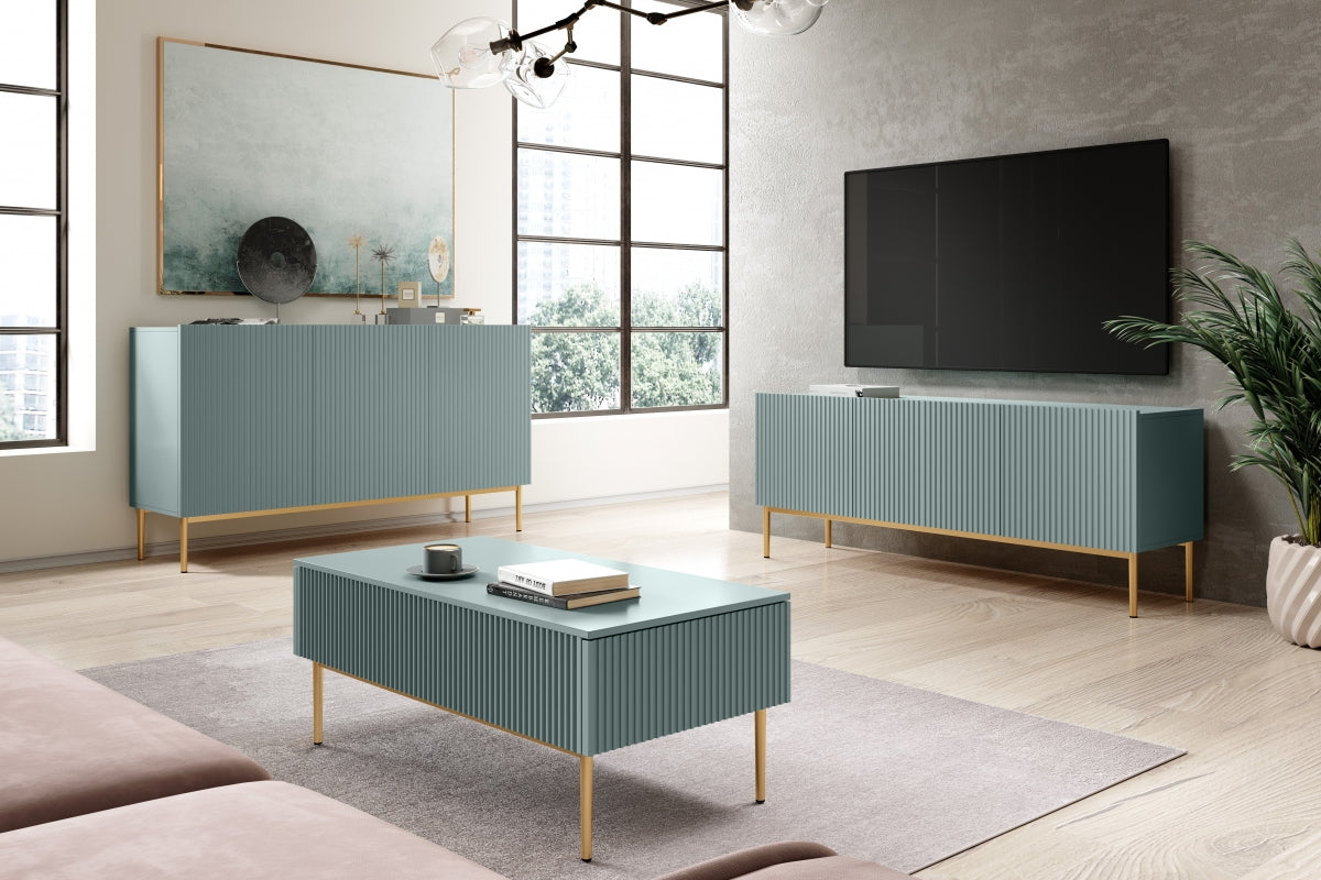 Kafijas galdiņš AUSTIN 120/48/60 zelts/ debesjums zils - N1 Home