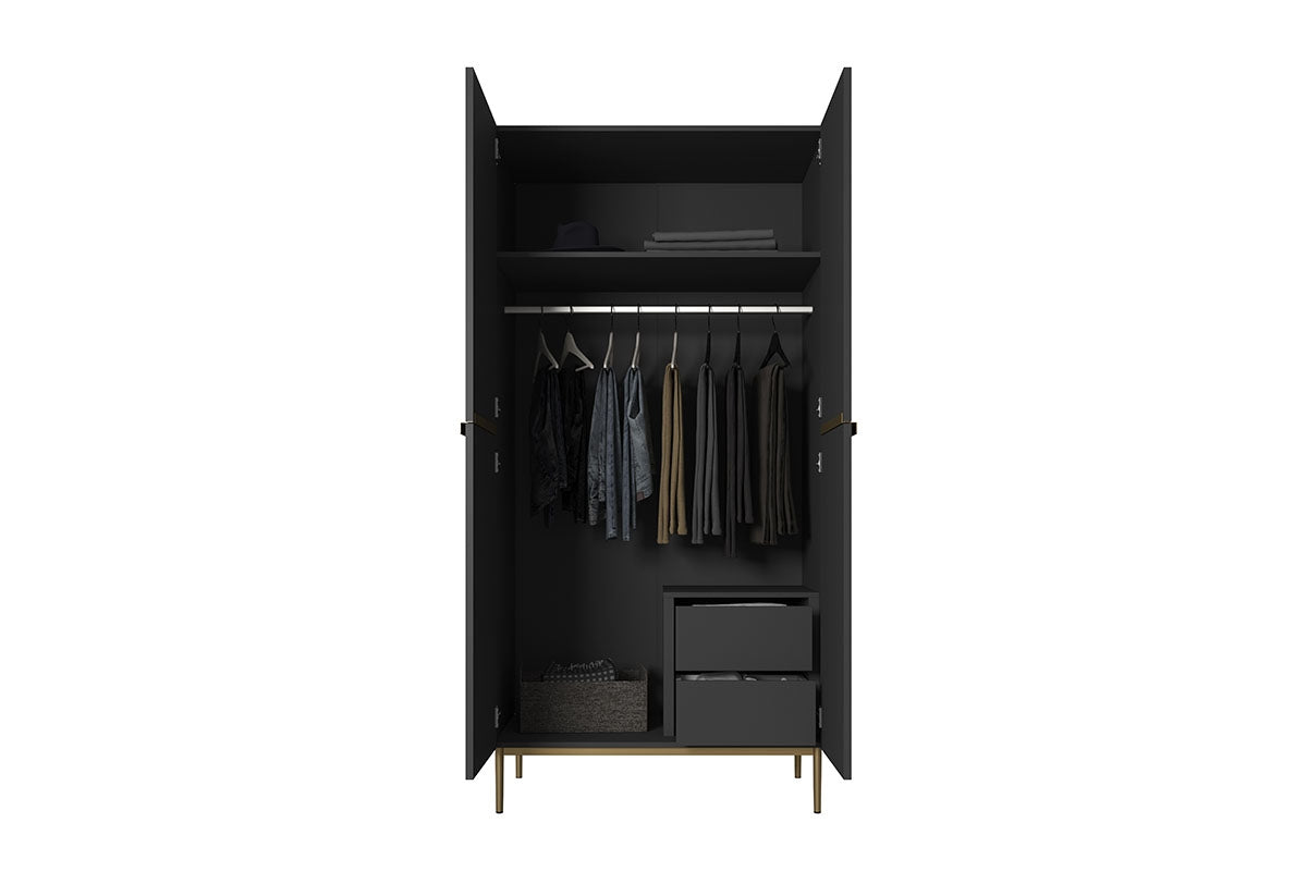 Skapis AUSTIN ar atvilktņas zelta 100/220/62 melns - N1 Home