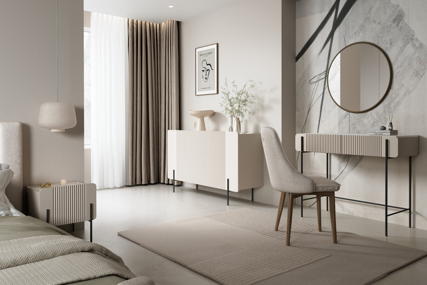 Konsole Dersi 100/85/42 cm kašmirs/melns - N1 Home