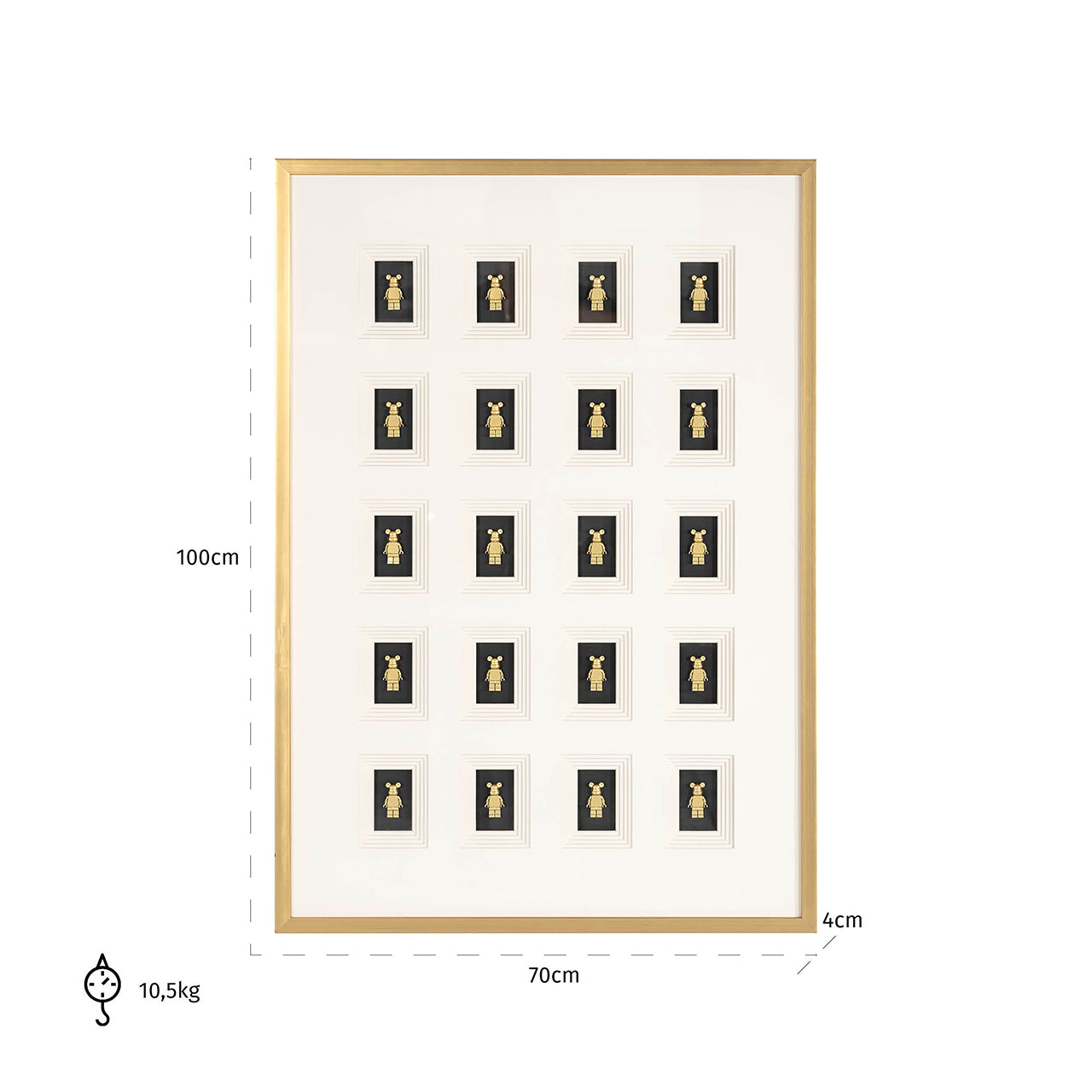 Sienas māksla Richmond Interiors Bear block 3D 100/70 cm melns/zelts - N1 Home