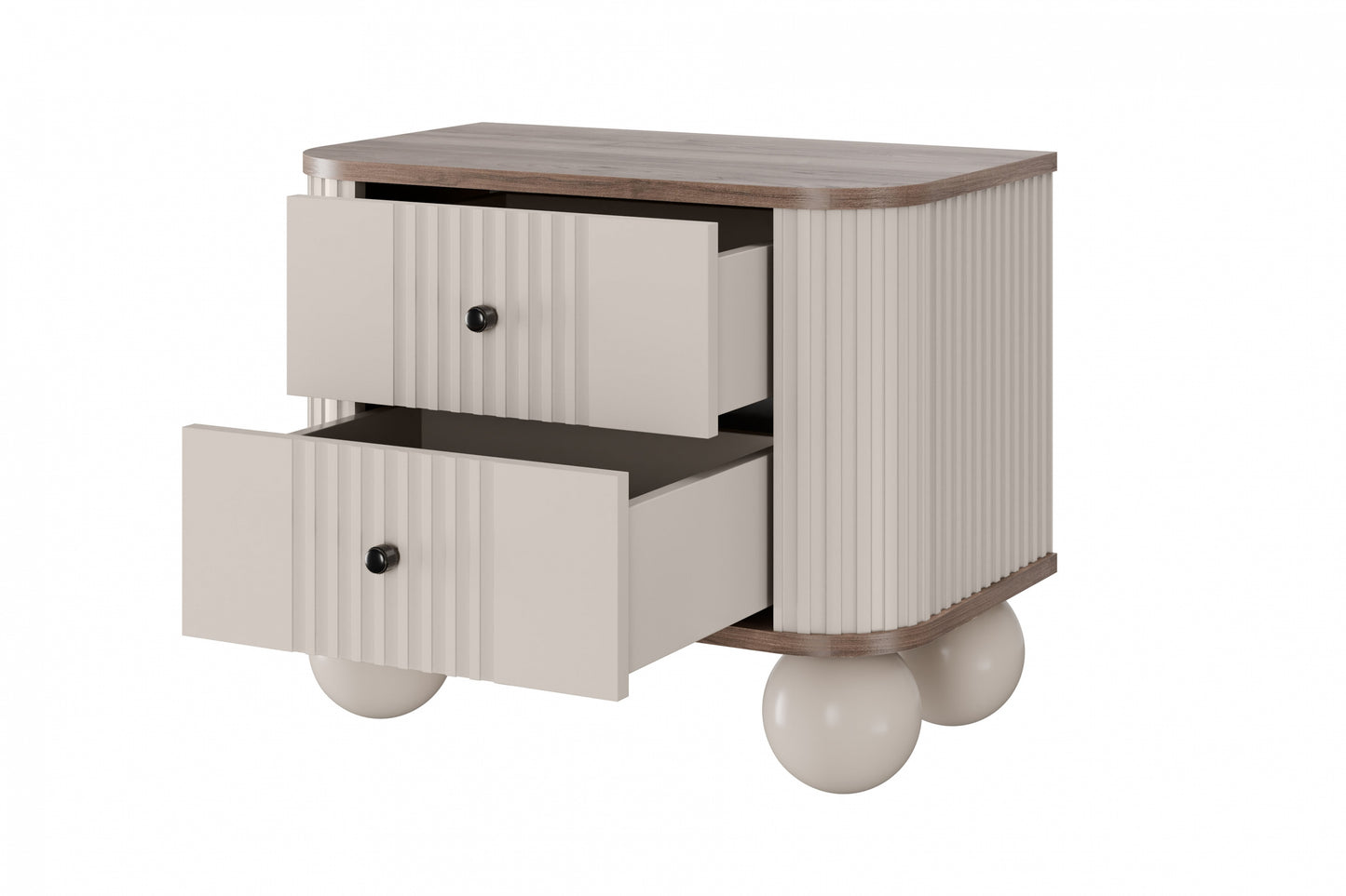 Naktsskapītis (2) Vespa 56/48/38 cm kašmirs/rieksts/melns - N1 Home