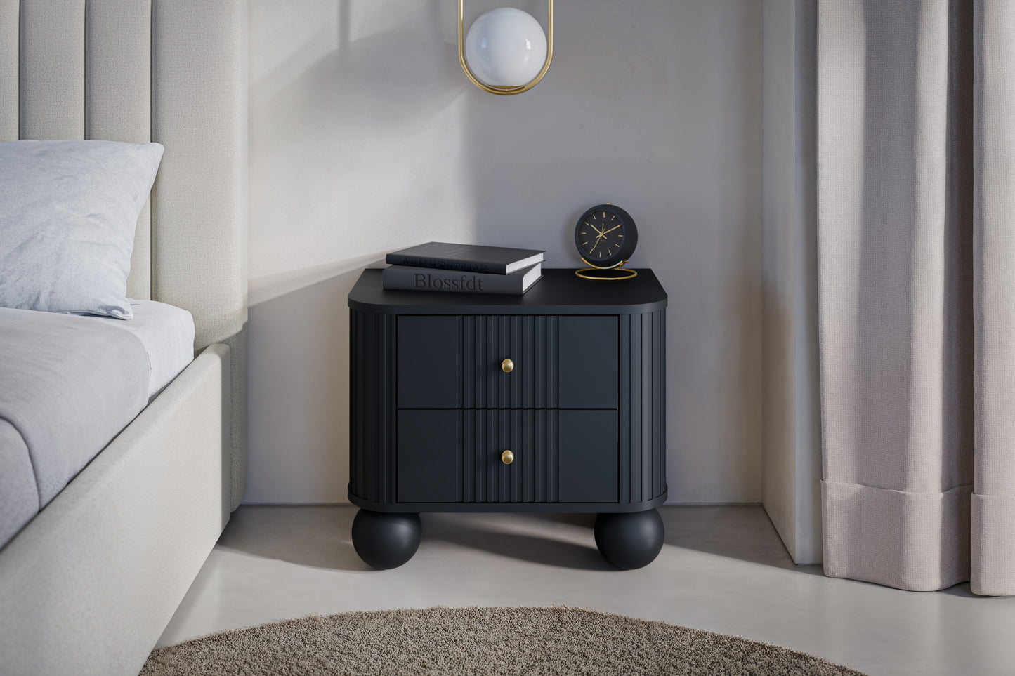 Naktsskapītis (2) Vespa 56/51/38 cm melns/zelts - N1 Home