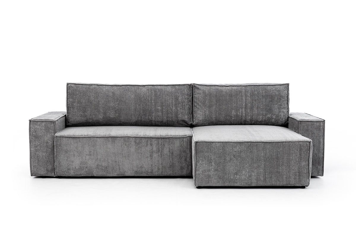 Dīvāns FIBI M  labais stūris 283/90-77/144 cm pelēks - N1 Home