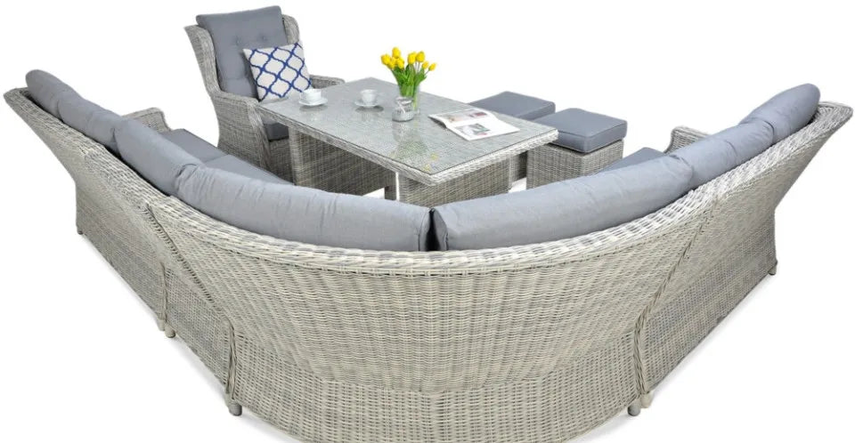 Ēdamgalda komplekts Dova 306/246/87 cm balts/pelēks - N1 Home