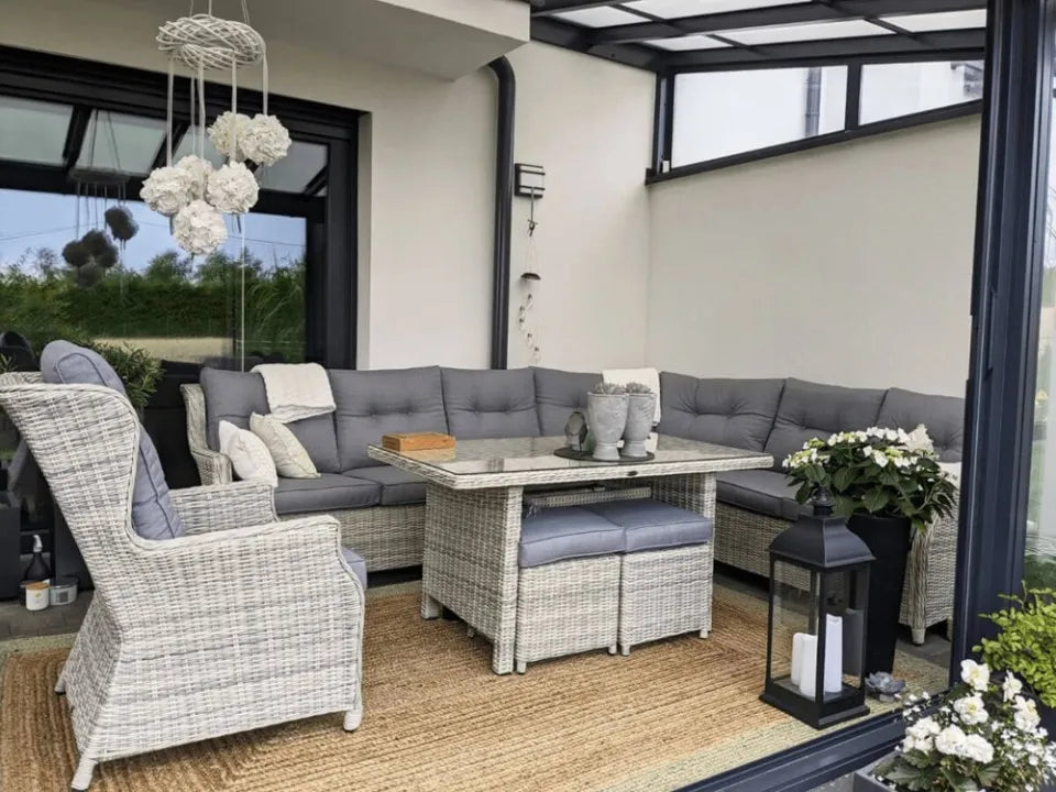 Ēdamgalda komplekts Dova 306/246/87 cm stone pelēks - N1 Home