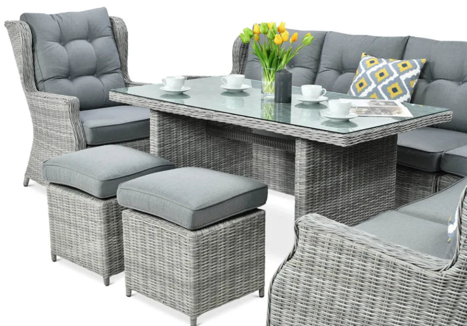 Ēdamgalda komplekts Dova 306/246/87 cm stone pelēks - N1 Home