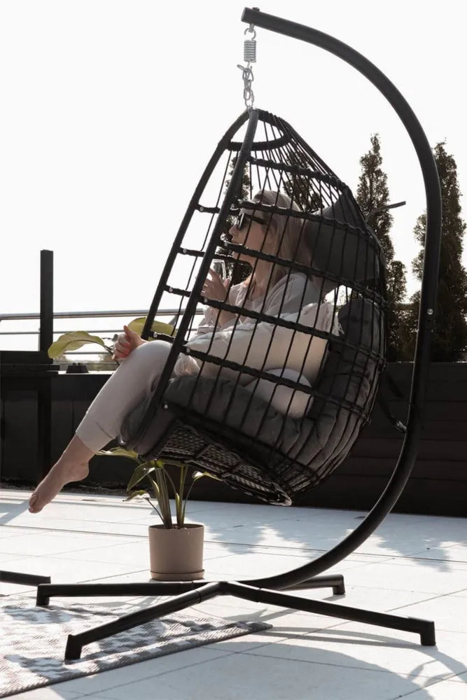 Kokona piekaramais krēsls Harmo  84/187/66 cm melns - N1 Home