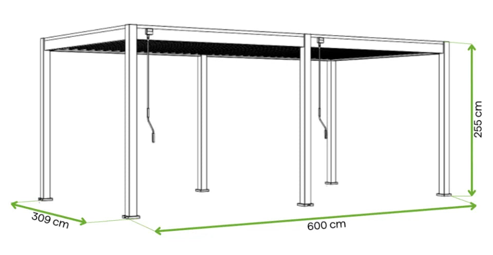 Alumīnija dārza pergola Elia 3x6 309/600/255 cm antracīts/gaiši pelēka - N1 Home
