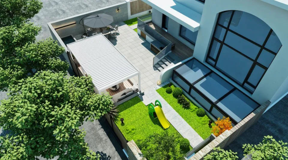 Alumīnija dārza pergola Elia 3x6 309/600/255 cm balts - N1 Home