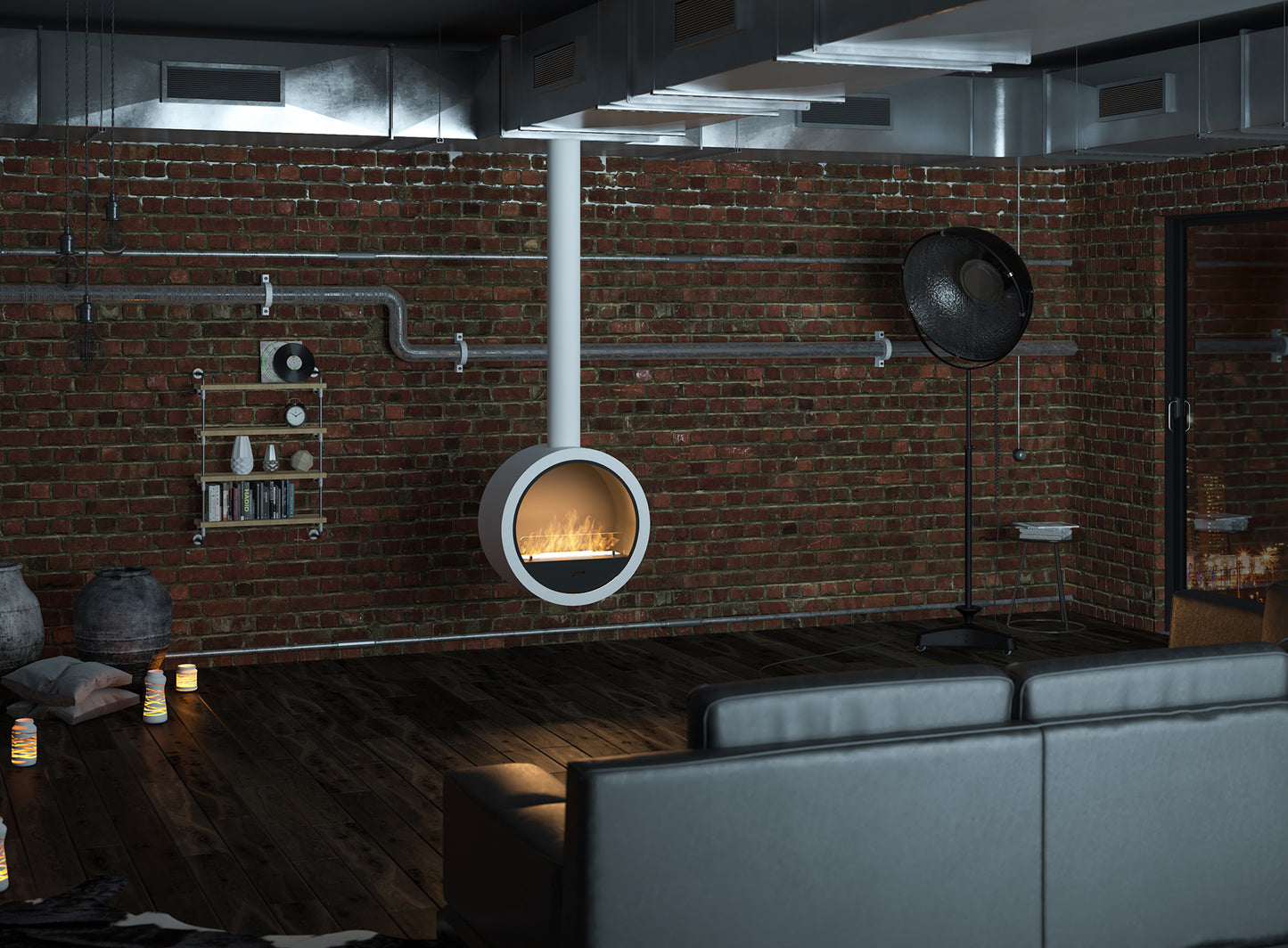 Biokamīns Incyrk 70/35/150 cm gaiši zils - N1 Home