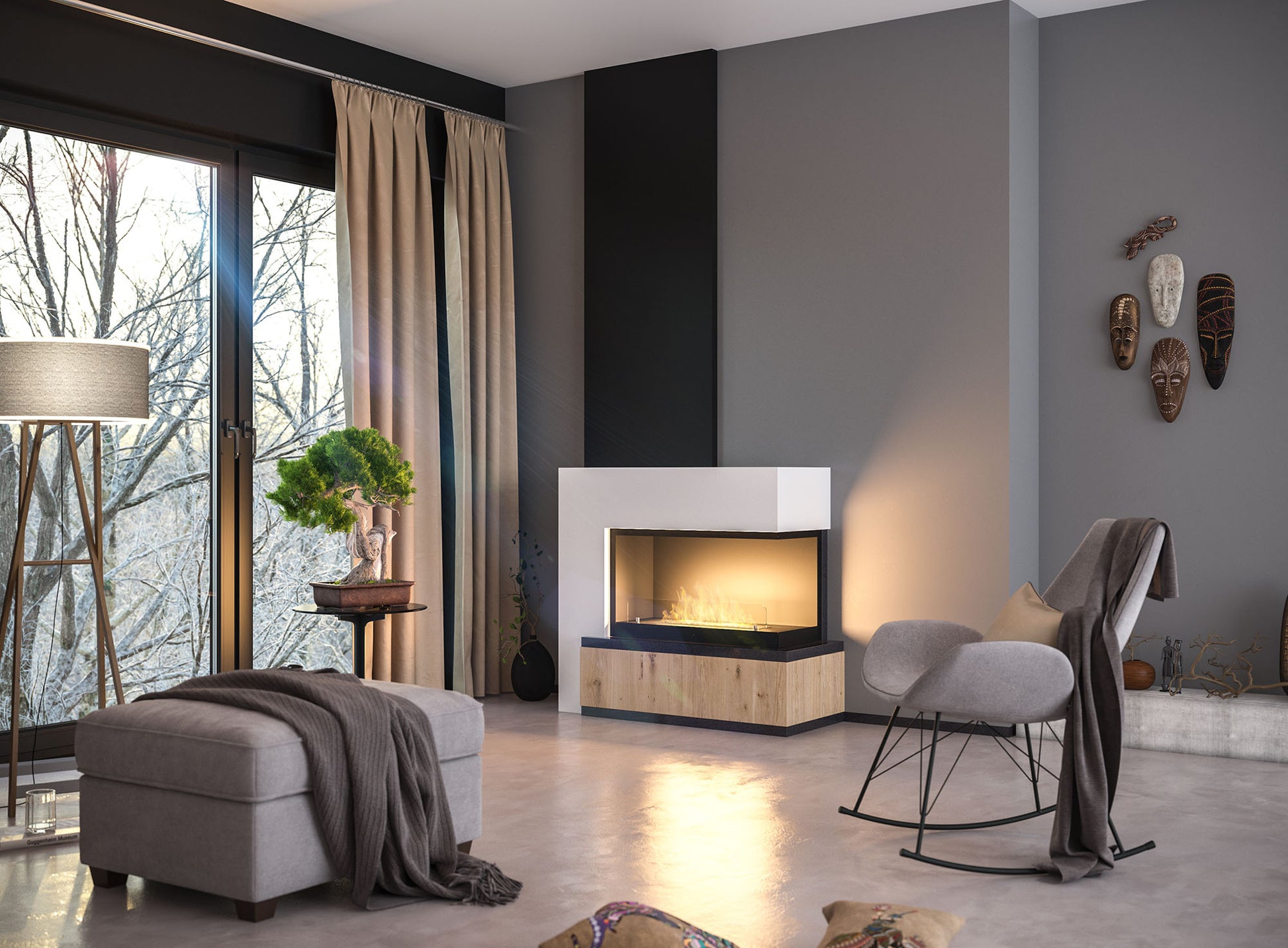 Biokamīns Insi 800V2 84/54/35; 110/50/35 cm melns - N1 Home