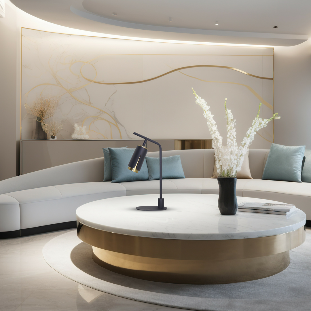 Galda lampa Flo 17/38/10 cm melns - N1 Home