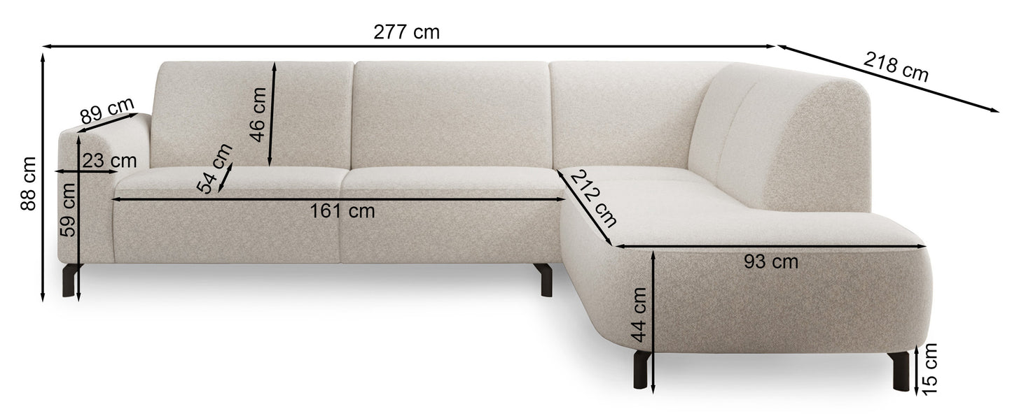 Dīvāns Luna 277/88/218 cm Raven 30 - N1 Home