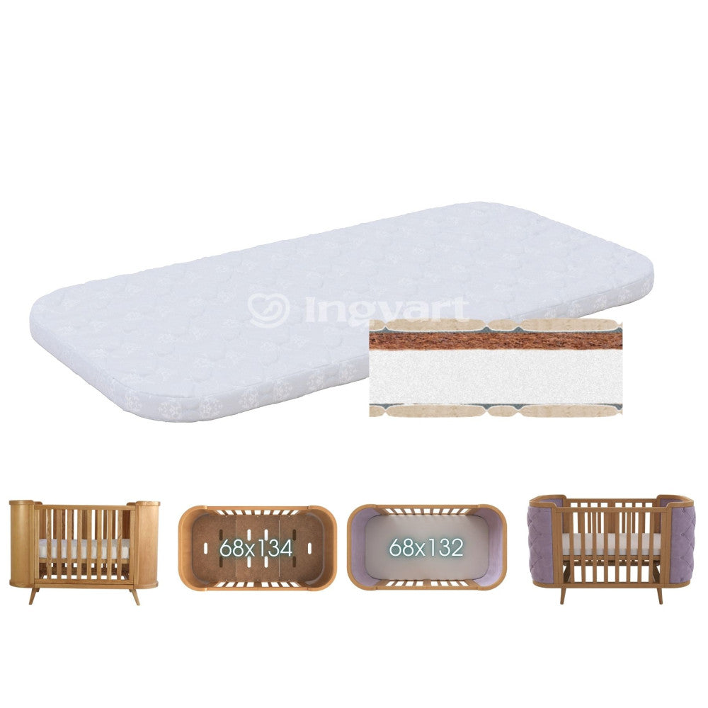 Matračis Boho 68/134 kokos + putas 7  cm balts