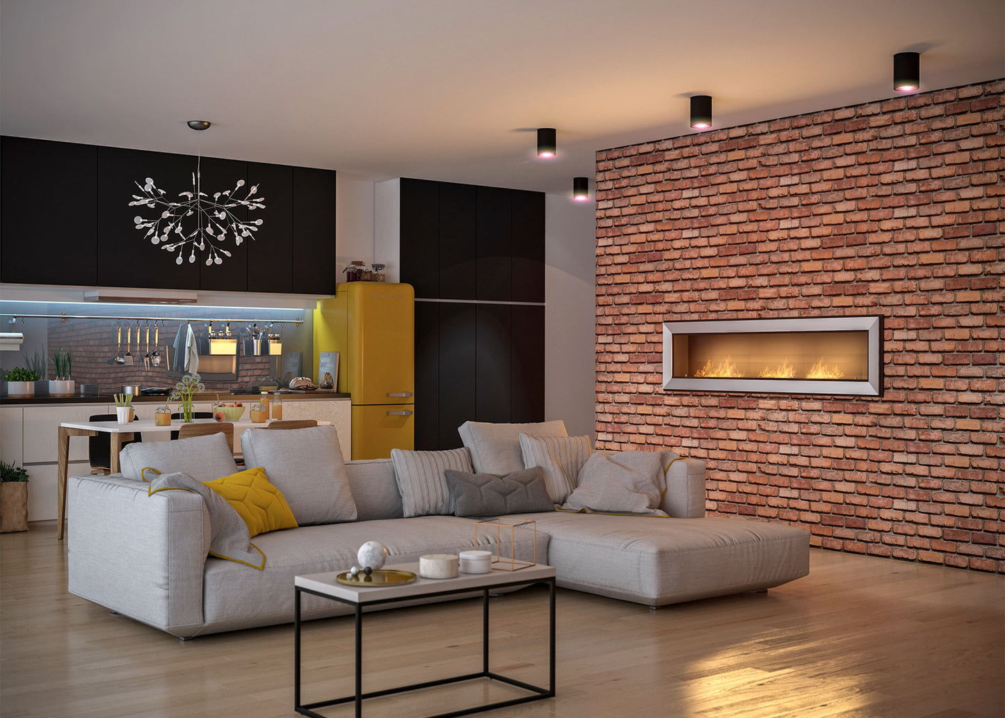 Biokamīns Frams 1800 180/49/20 cm balts - N1 Home