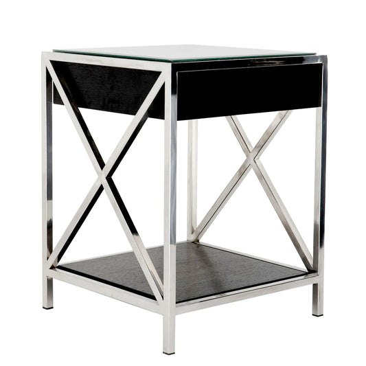 Naktsskapis Beverly Hills Eichholtz 47/46/61 cm melns/hroms