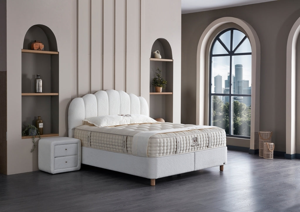 Gulta ar matracis Champy 90;120;140;160;180/200 cm krēms - N1 Home