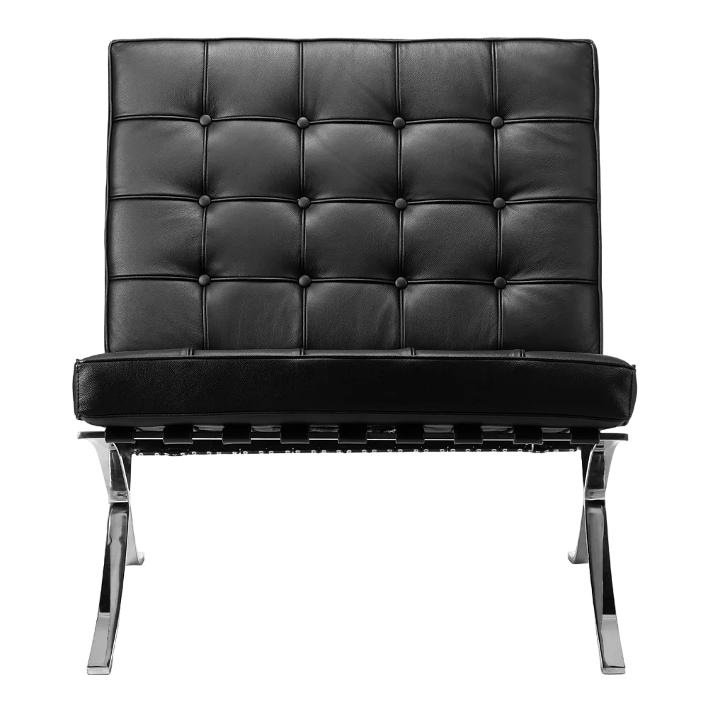 Krēsls Dot Design Barcelona Loreto ar kāju balstu dabīga āda 77x85x75 cm melns - N1 Home