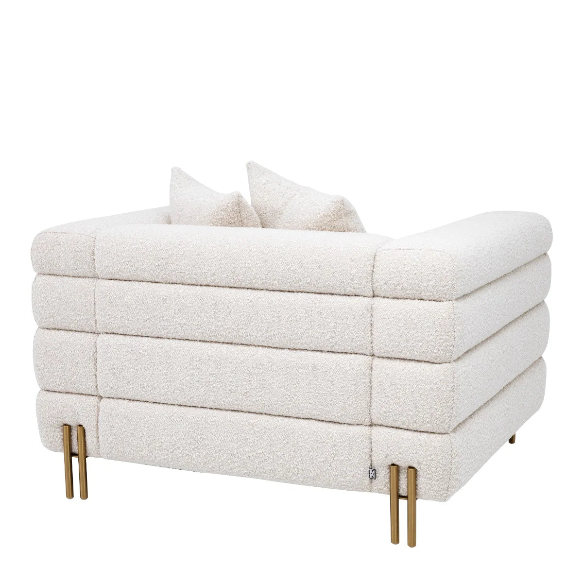 Krēsls York Eichholtz 112/97/69 cm Bouclé cream | brushed brass finish legs - N1 Home
