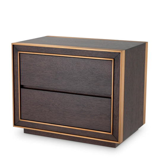 Naktsskapitis Camelot Eichholtz 76/48.5/61.5 cm Brown oak veneer/brushed brass finish