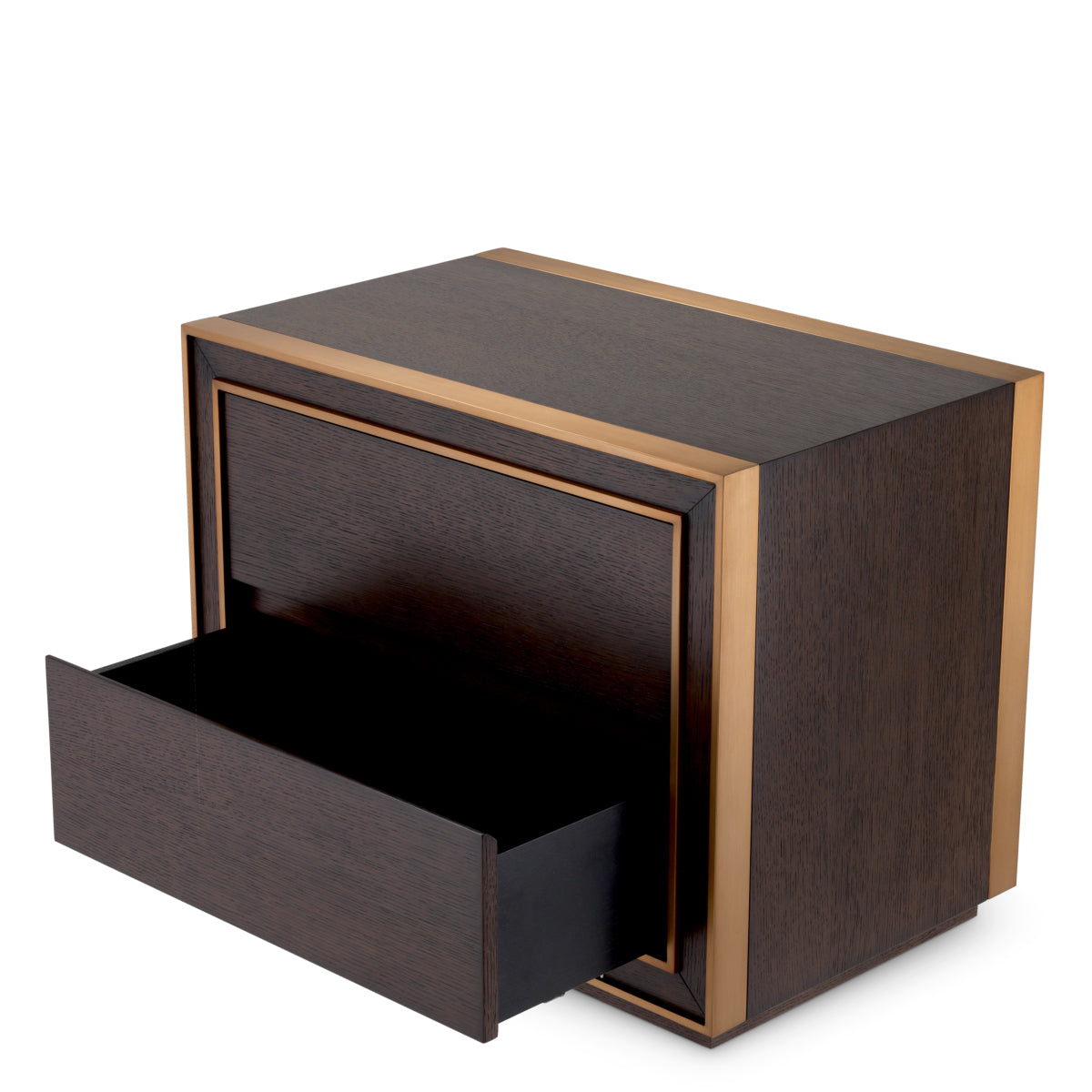 Naktsskapitis Camelot Eichholtz 76/48.5/61.5 cm Brown oak veneer/brushed brass finish
