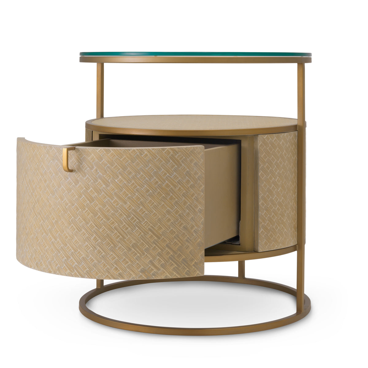 Naktsskapitis Napa Valley Eichholtz 50/50/56 cm Woven washed oak venee/brushed brass finish