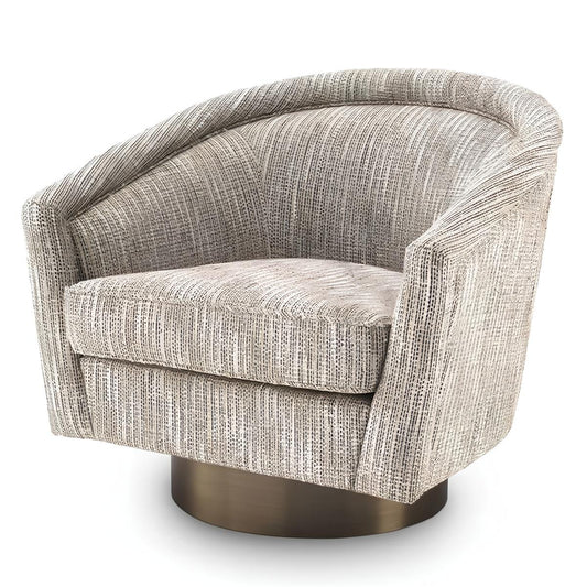 Krēsls Catene Eichholtz 80/80/76 cm Mademoiselle beige | matte gold finish swivel base - N1 Home