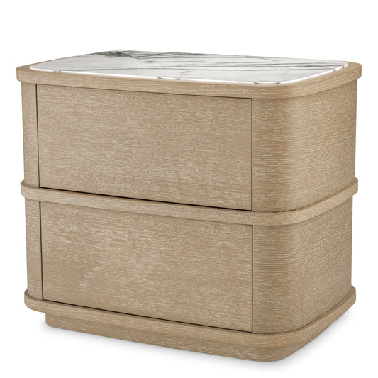 Naktsskapitis Cabana Eichholtz 75/49/63 cm Washed oak veneer/bianco lilac marble