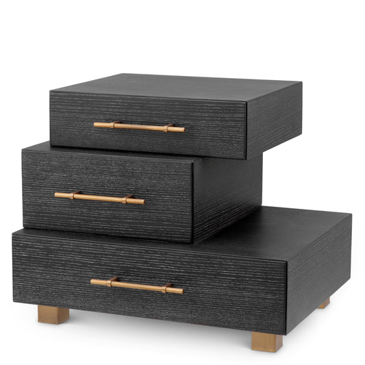 Naktsskapitis Evendale Eichholtz 60/50.5/49 cm Charcoal oak veneer/brushed brass finish