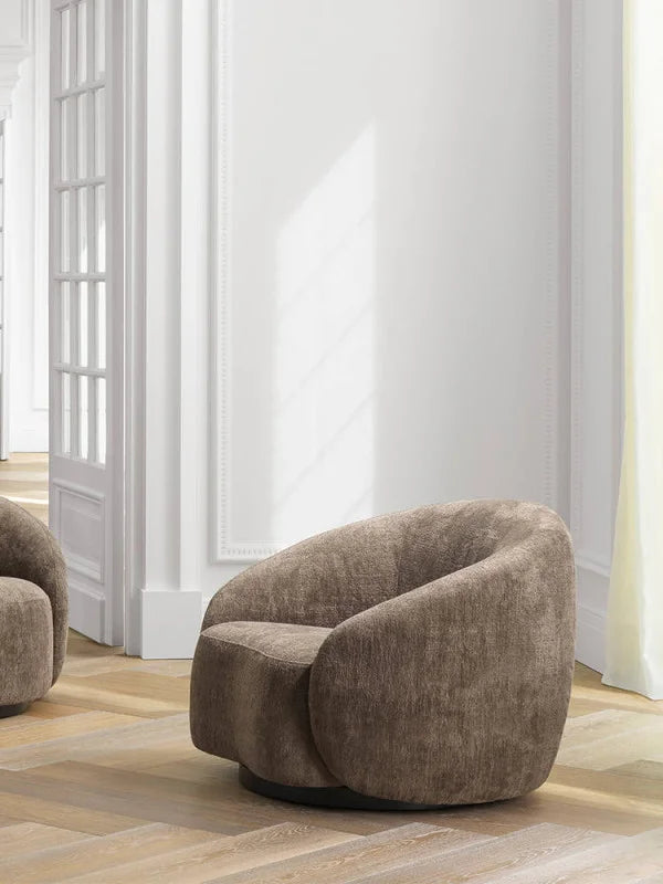 Krēsls Amore Eichholtz 97/91/74 cm Avelin brown | black swivel base - N1 Home