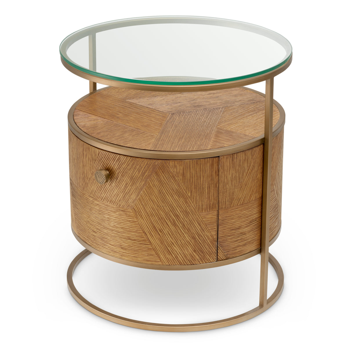 Naktsskapis Velutto Eichholtz 50/56 cm Caramel carved oak veneer/brushed brass finish