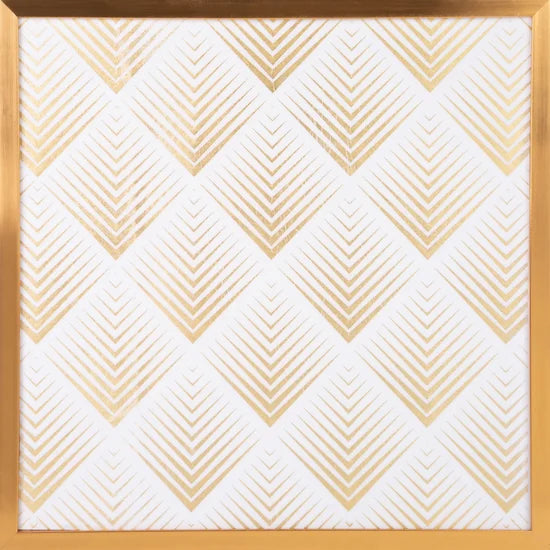 Glezna ar zelta ģeometrisku apdruku zelta rāmī Blan A 53/53 cm balts/zelts - N1 Home