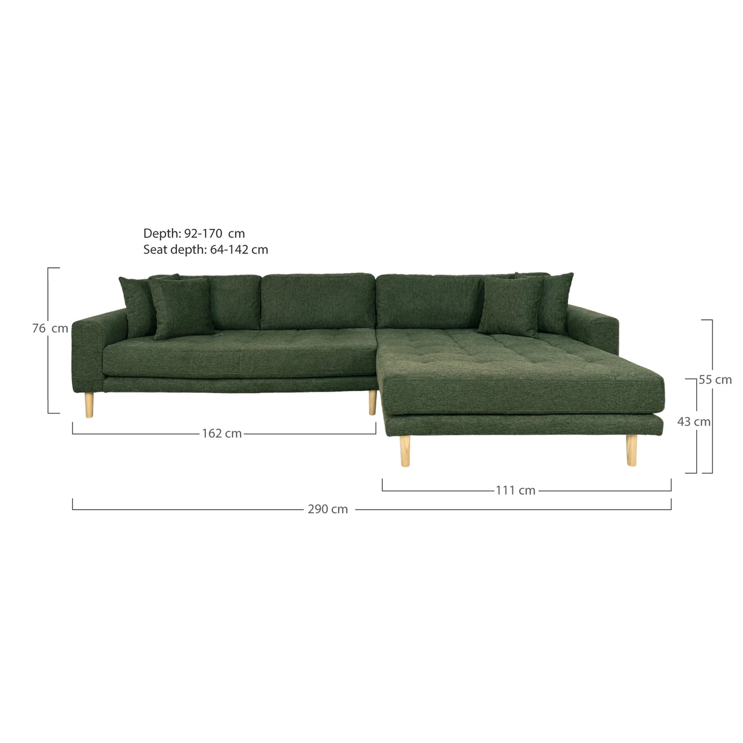 Dīvāns Lounge Lito 290/170/76 cm olives