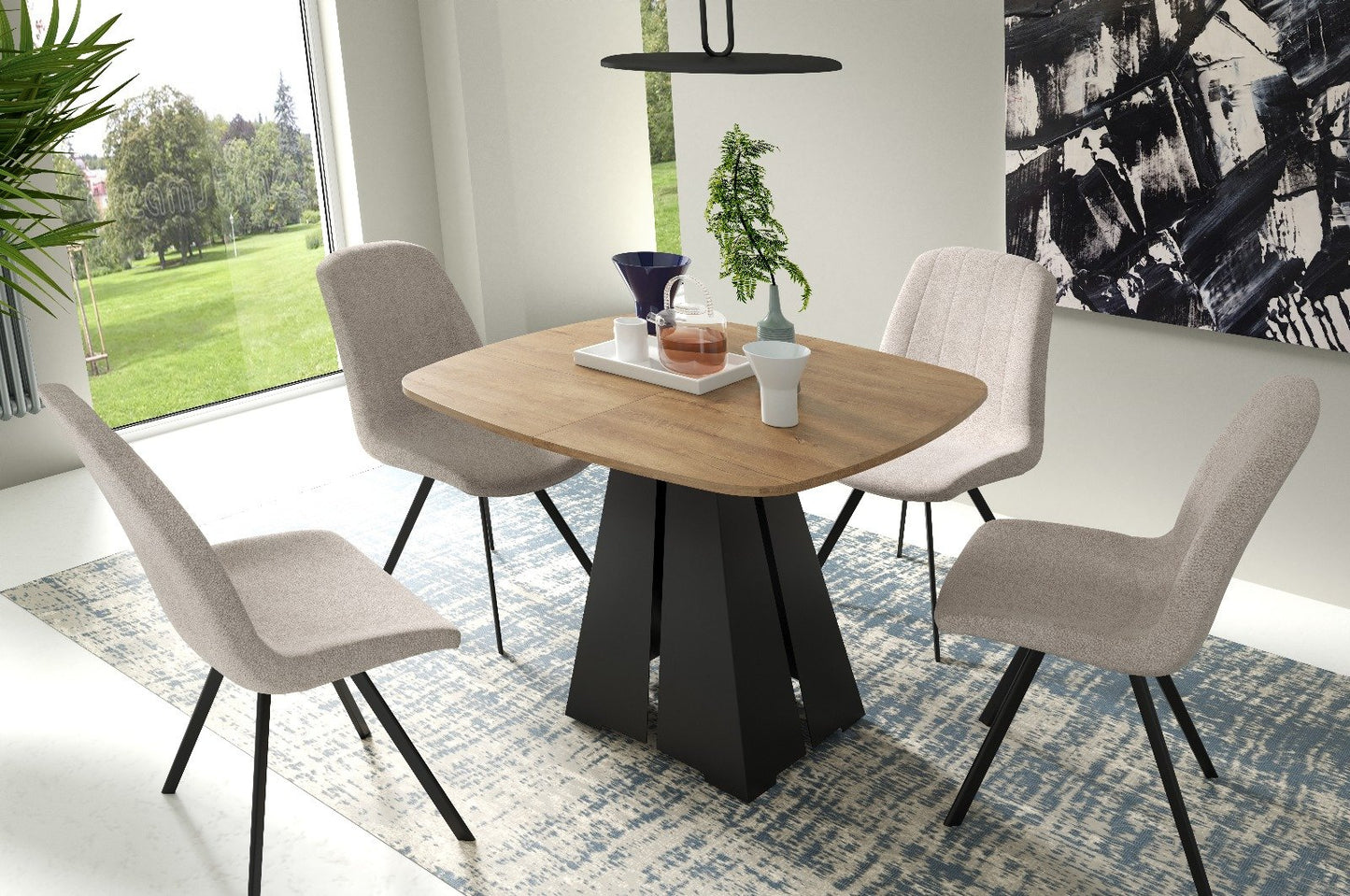 Galds Vabe 100-176/100/76  cm  zelta craft ozols - N1 Home