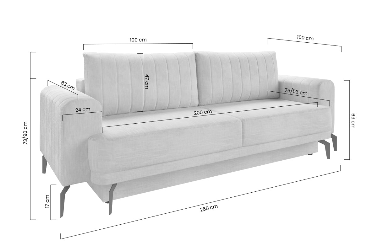 Dīvāns KOMO 250/73-90/100 cm tumši pelēks - N1 Home