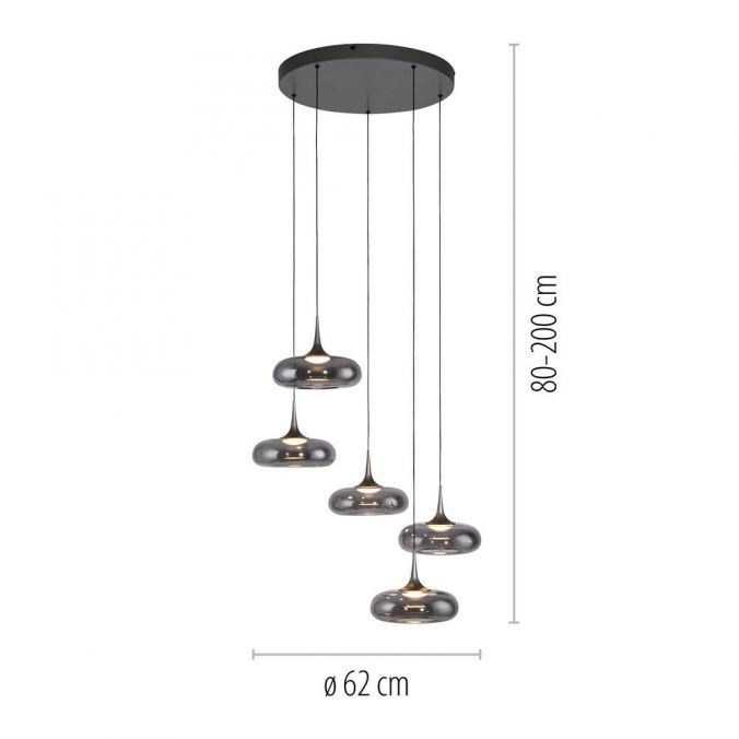 Piekaramā lampa POSH 200/62/62 cm melns
