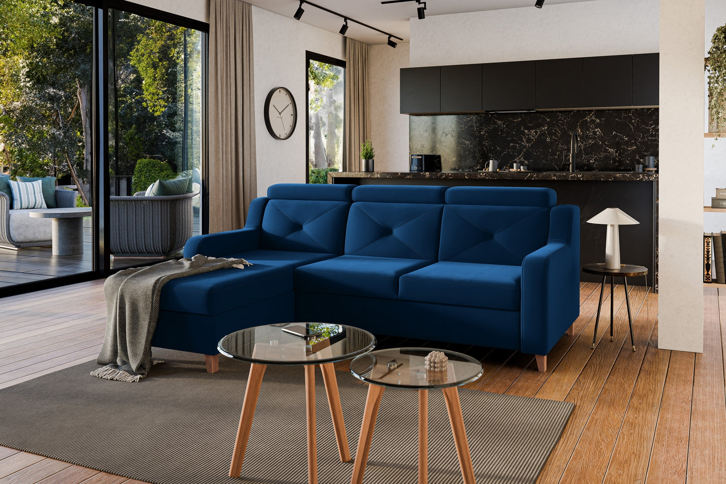 Dīvāns Laks 220/88/165 cm zils - N1 Home