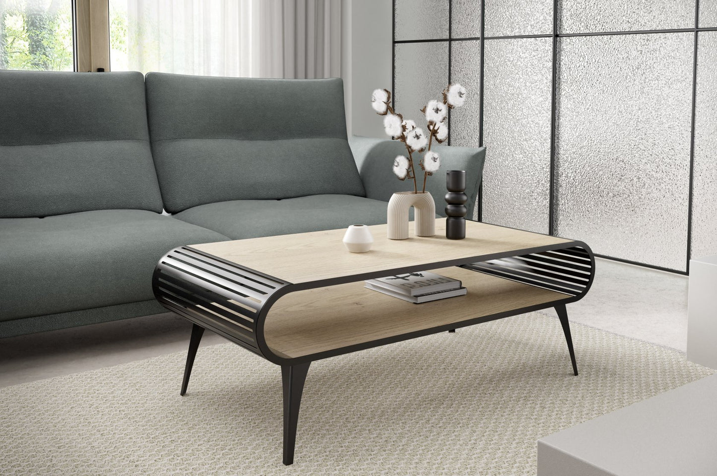 Kafijas galds Aristas 120/60/44 cm melns/melns - N1 Home