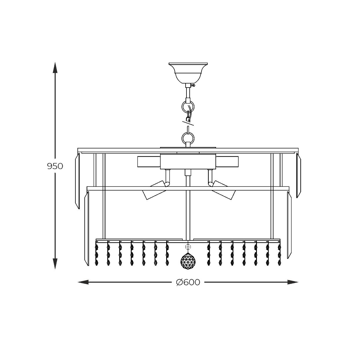 Piekaramā lampa Camars 95/60/60 cm zelts
