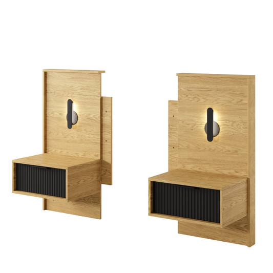 Naktsskapītis Balta 50/102/39 cm baltik ozols/melns - N1 Home