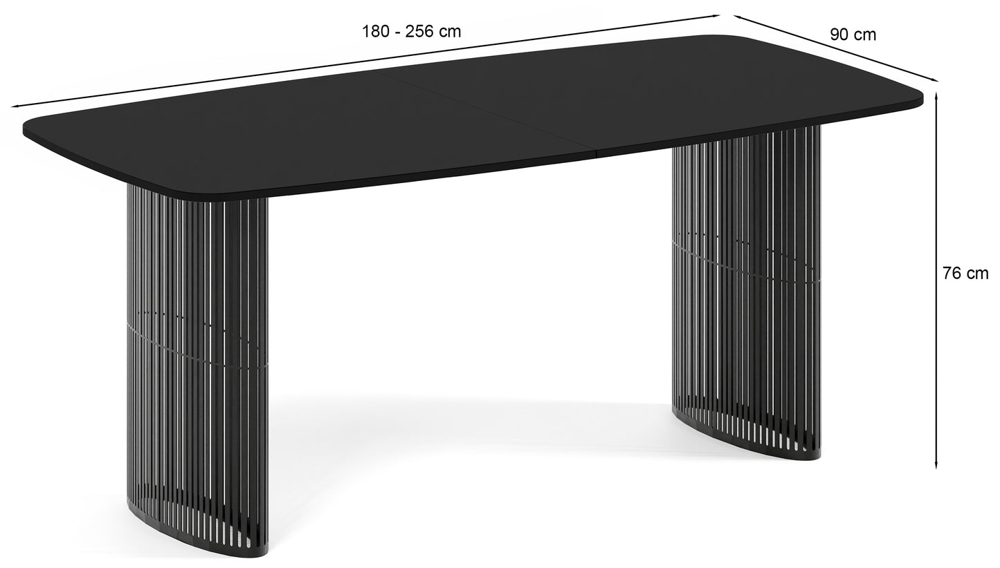 Galds Arco 180-256/76/90 cm melns/white Chromix/ar melnu apmali