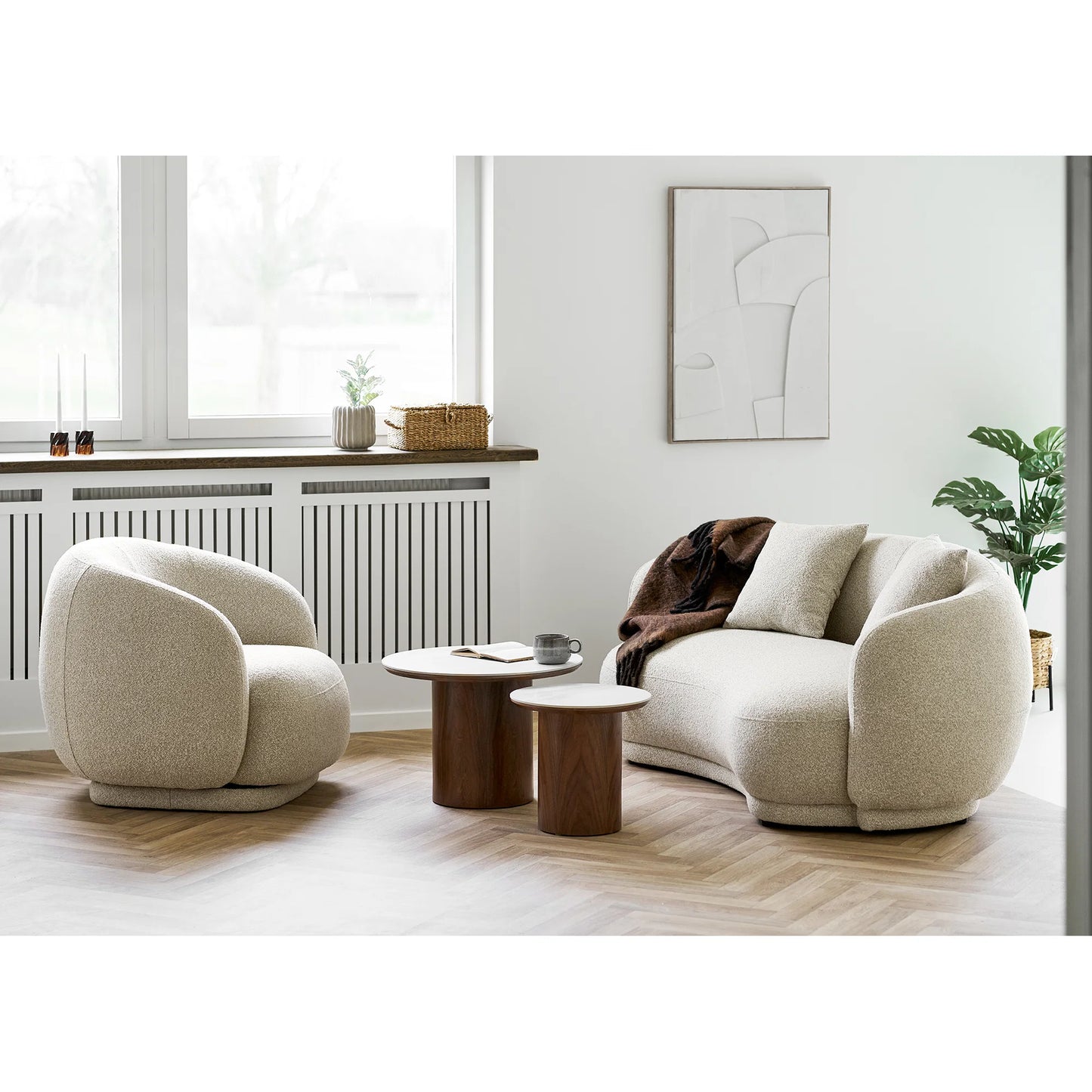 Kafijas galds Nolar 60/60/42 cm balts/brūns