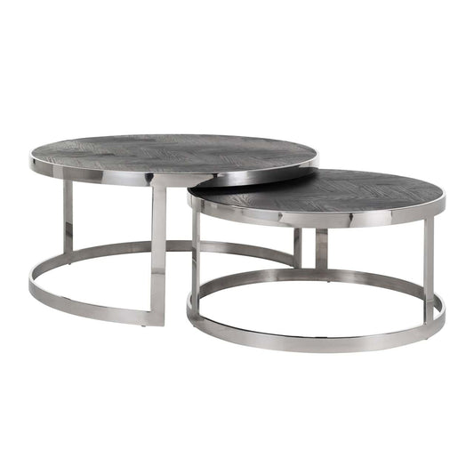 Kafijas galds Blackbone (Set of 2) Richmond Interiors 91/42/91 cm Silver black rustic - N1 Home