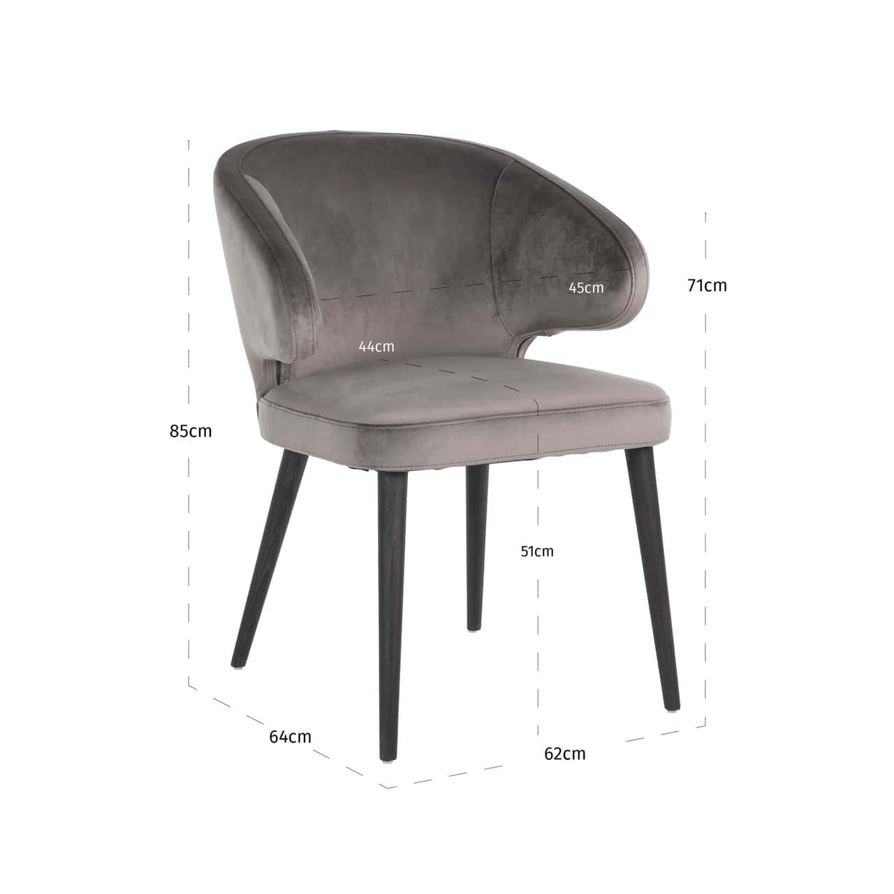 Krēsls Indigo Richmond Interiors 62/85/64 cm stone velvet