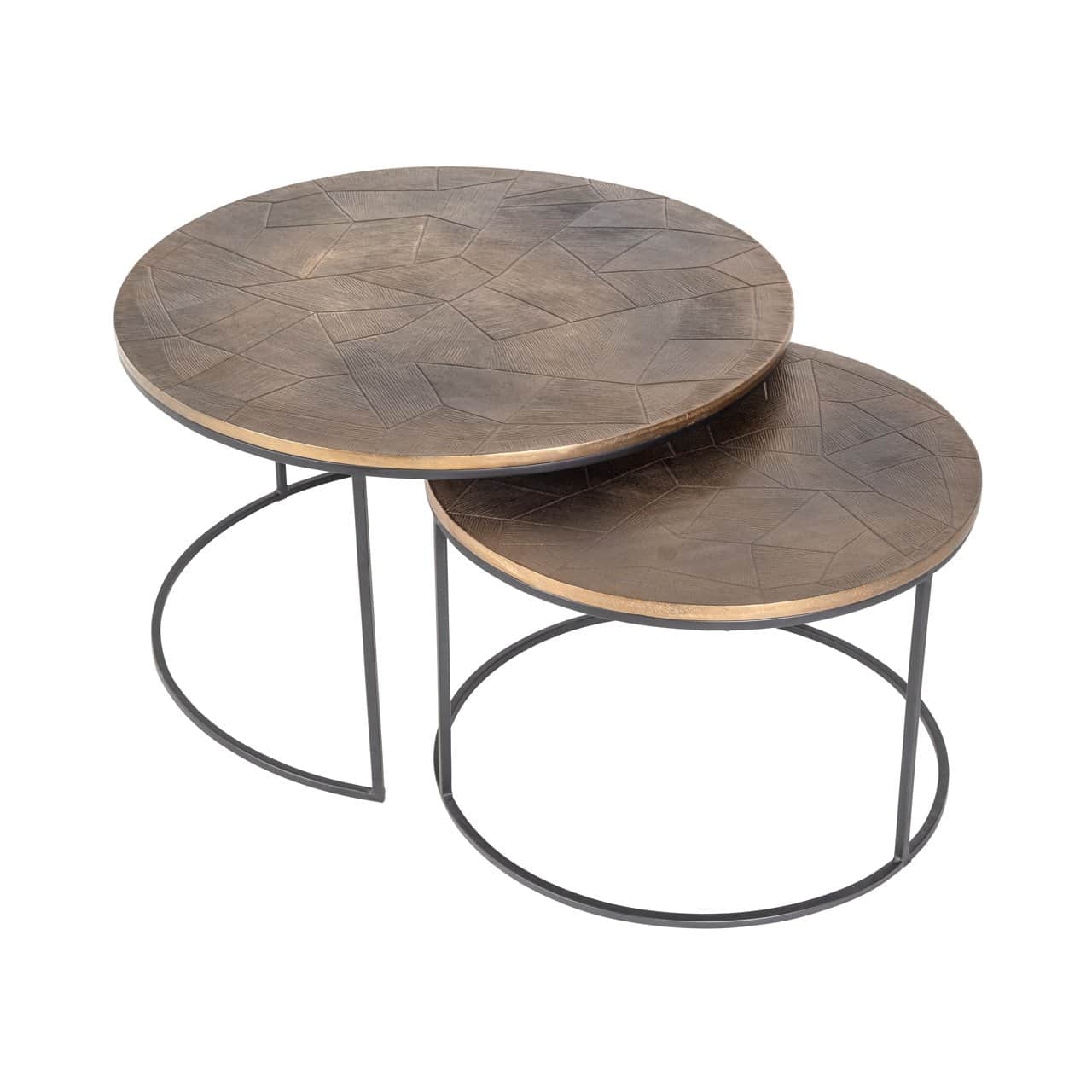 Kafijas galds Tulum (Set of 2) Richmond Interiors 80/46/80 cm brushed gold - N1 Home