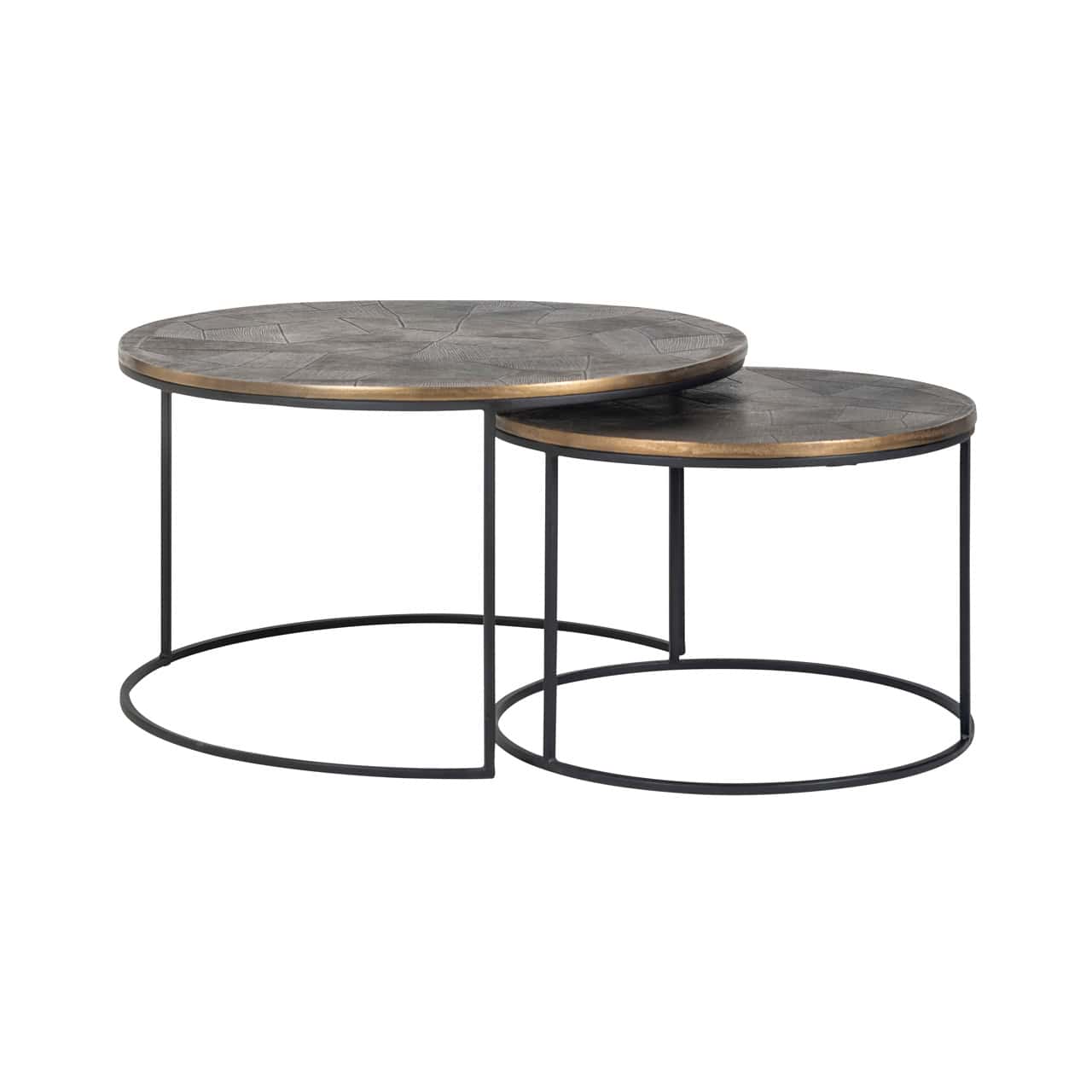Kafijas galds Tulum (Set of 2) Richmond Interiors 80/46/80 cm brushed gold - N1 Home