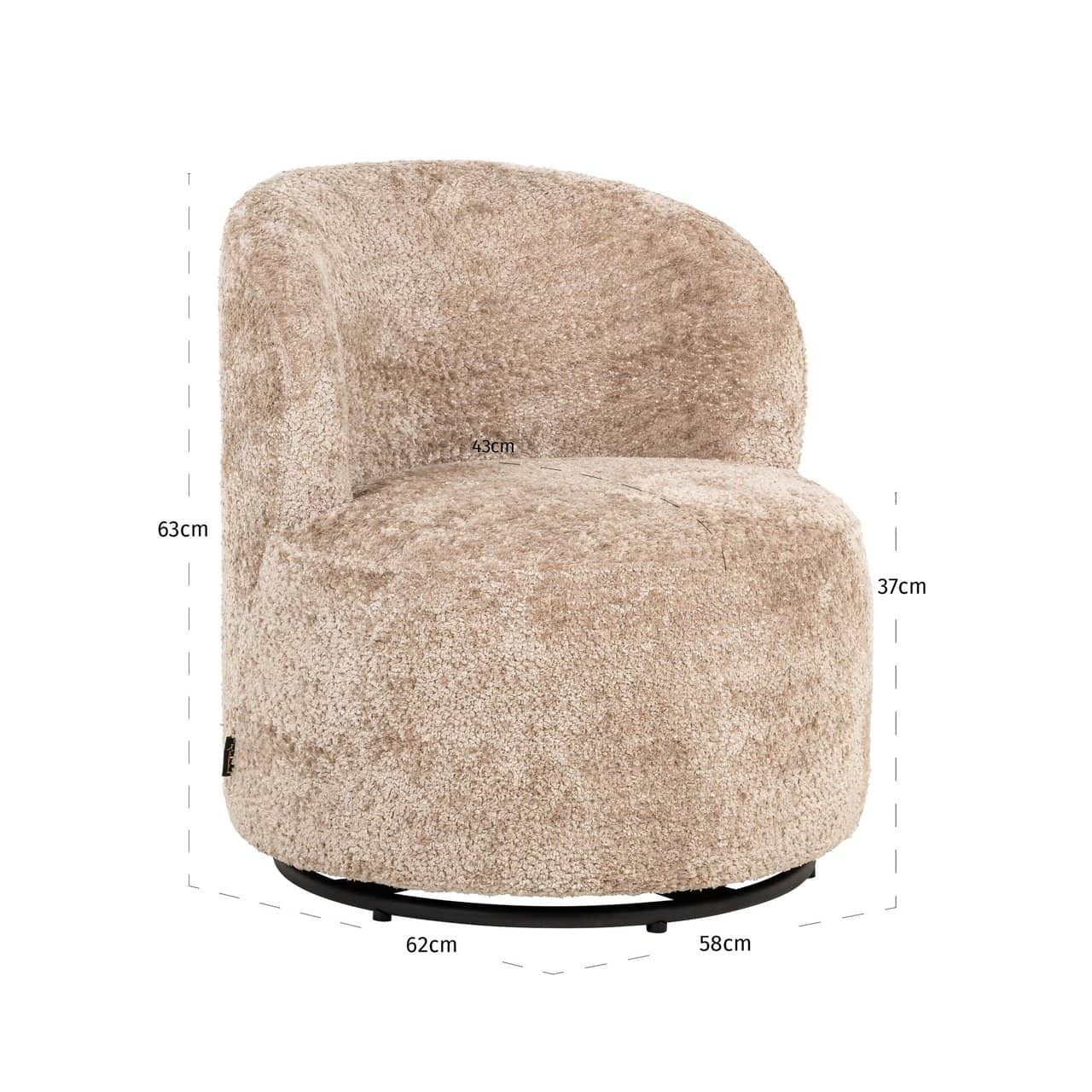 Krēsls Jackie Richmond Interiors 60/63/61 cm sheep natural swivel kids