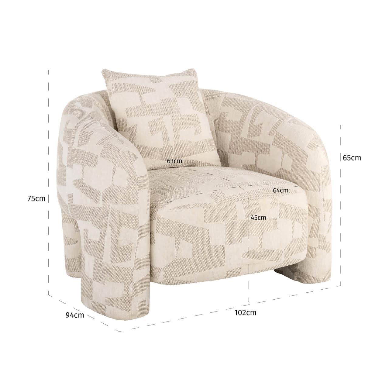 Krēsls Tuscany Richmond Interiors 102/75/94 cm beige graffic